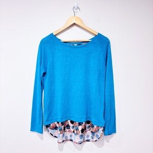 SIMONS Turquoise Layered Pineapple‎ Print Sweater | Medium *